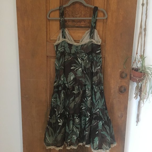 Michael Kors Dress 12 Tier midi Tropical Leaf - Picture 4 of 10